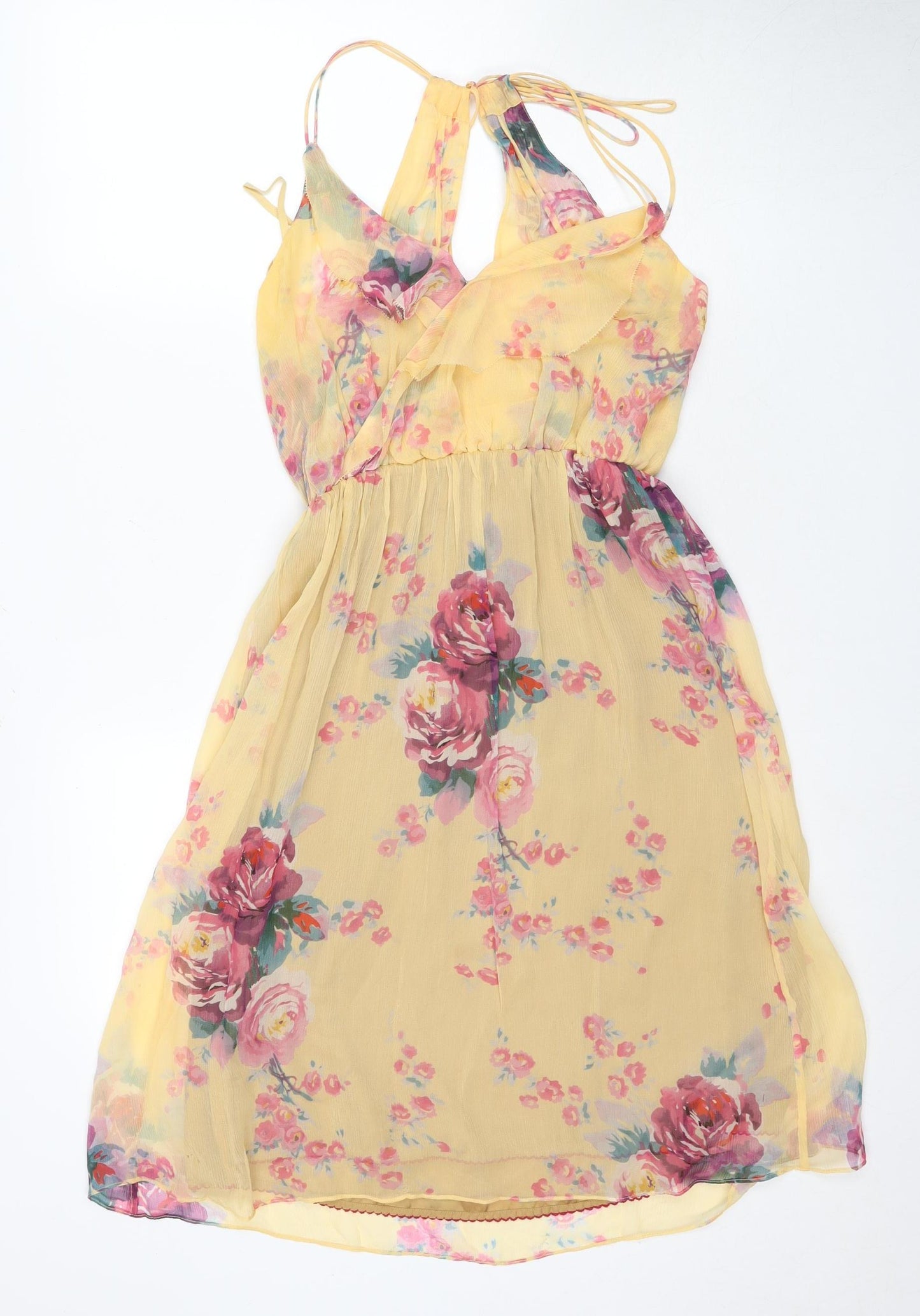 Meadow Rue Women's Yellow Floral Halter Dress, Size 6