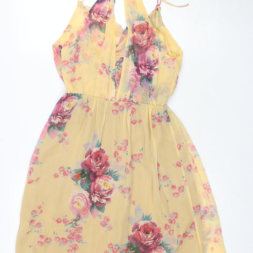 Meadow Rue Women's Yellow Floral Halter Dress, Size 6