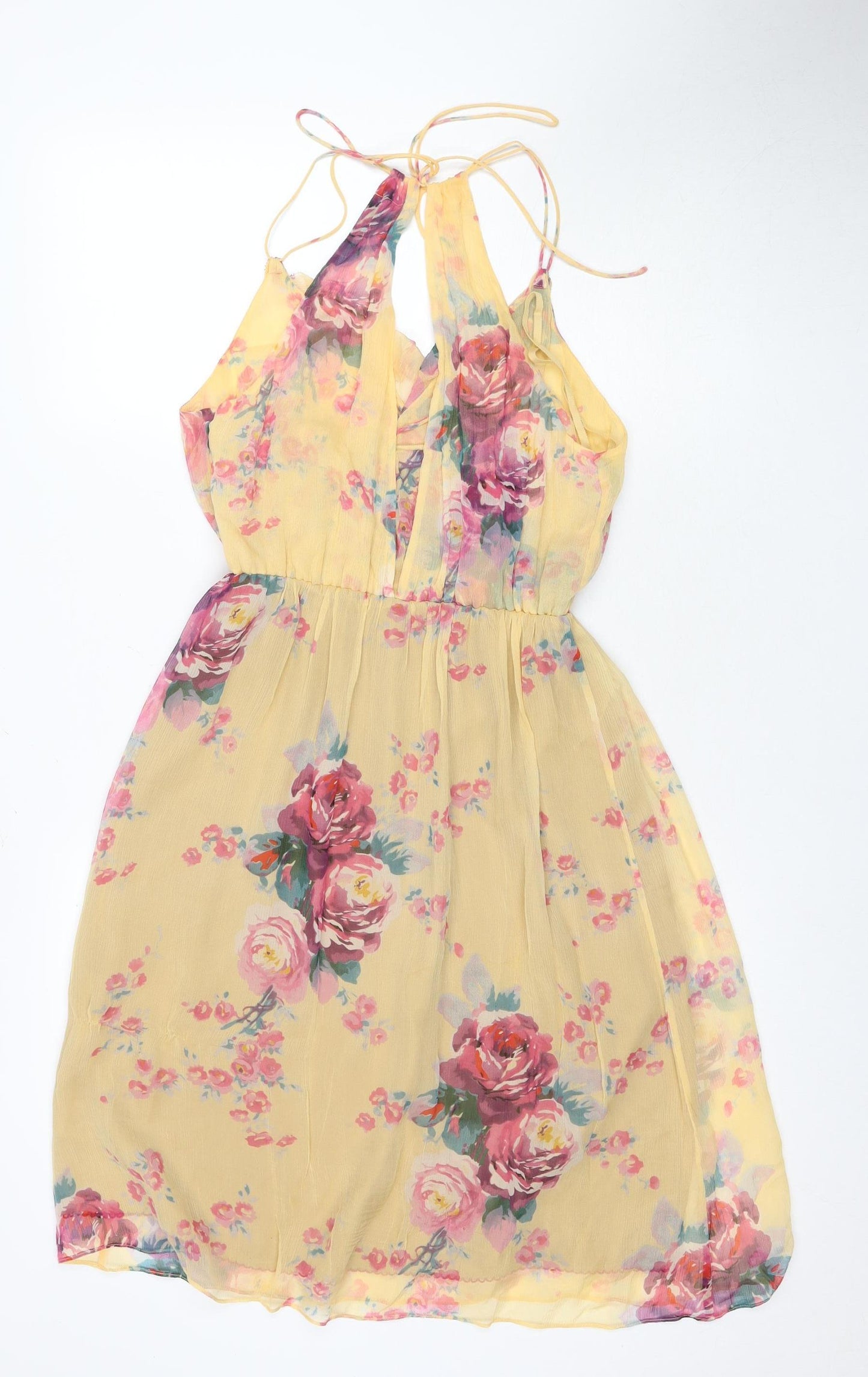 Meadow Rue Women's Yellow Floral Halter Dress, Size 6