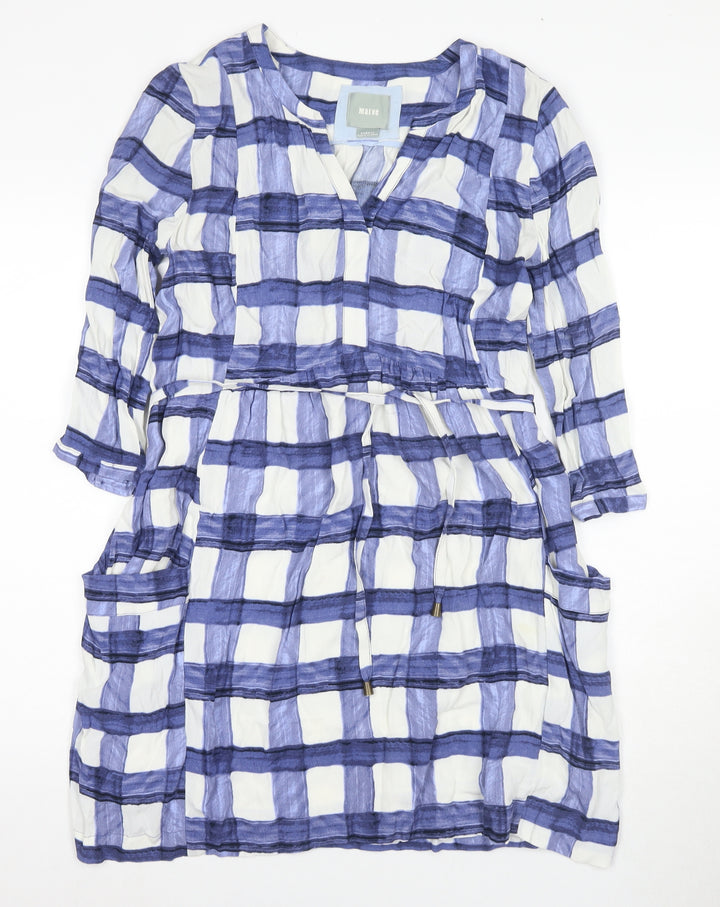 Maeve Women's XS Blue Check Shirt Dress