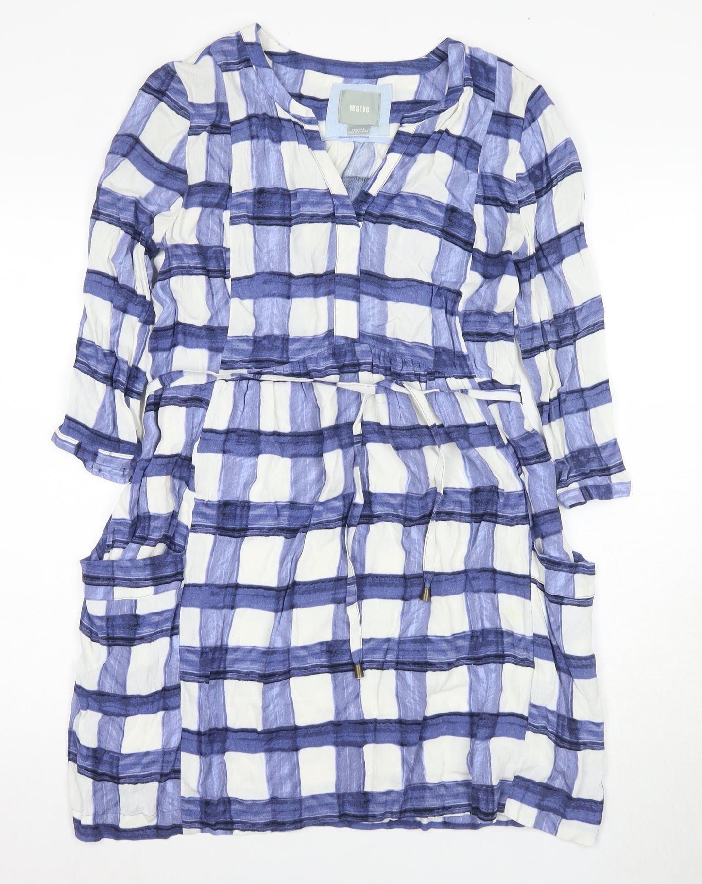 Maeve Women's XS Blue Check Shirt Dress