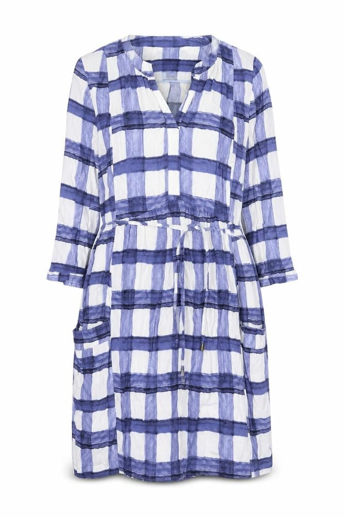 Front view of Maeve Women's XS Blue Check Shirt Dress