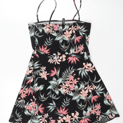 H&M Women’s Black Floral Sleeveless Dress - Size 10
