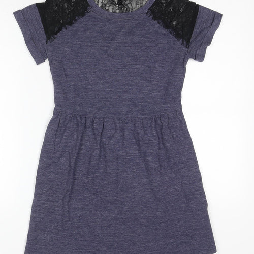 Topshop Women's Grey A-Line Lace Dress Size 4