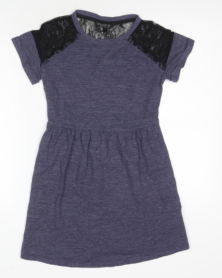 Topshop Women's Grey A-Line Lace Dress Size 4
