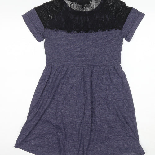 Topshop Women's Grey A-Line Lace Dress Size 4