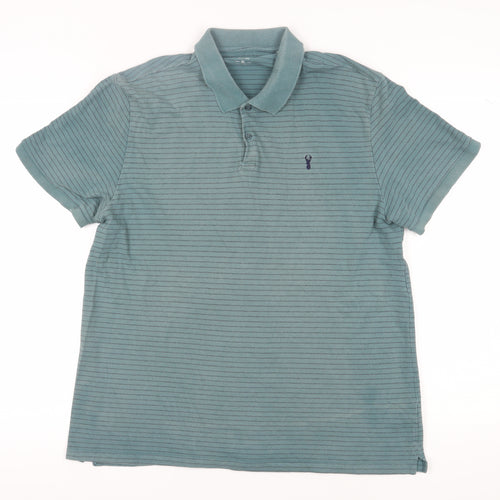 Next Men's Green Striped Polo, XL, Casual Summer Wear