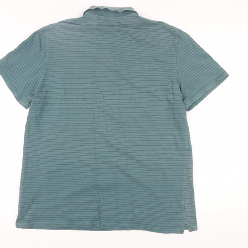 Next Men's Green Striped Polo, XL, Casual Summer Wear