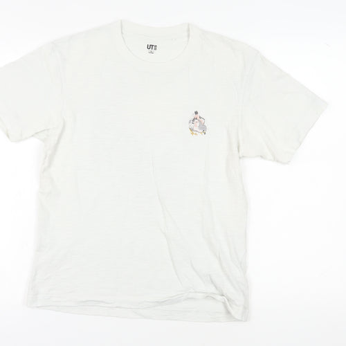 Uniqlo Unisex White T-Shirt XS Regular Crew Neck Light