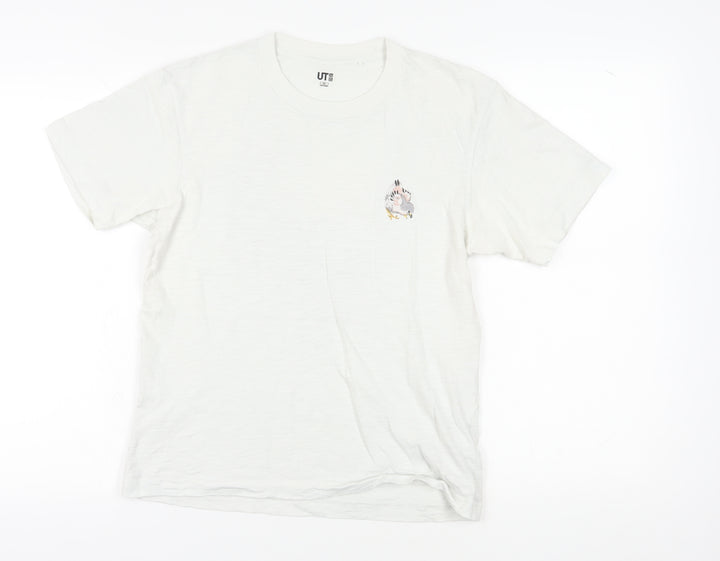 Uniqlo Unisex White T-Shirt XS Regular Crew Neck Light