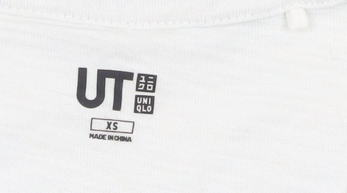 Uniqlo Unisex White T-Shirt XS Regular Crew Neck Light