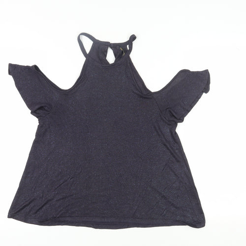 Next Women's Black Cold Shoulder Halter Top Size 12