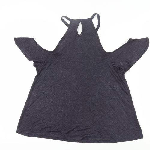 Next Women's Black Cold Shoulder Halter Top Size 12