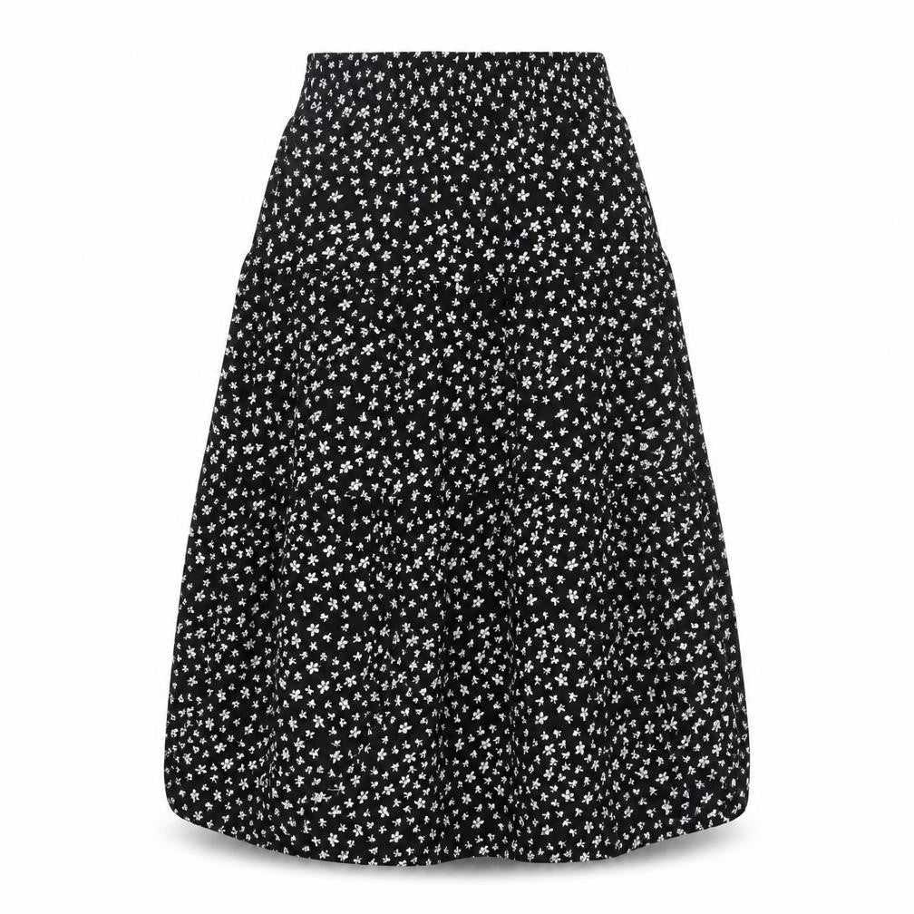 Front view of Stradivarius Women's Black XS Floral Skirt