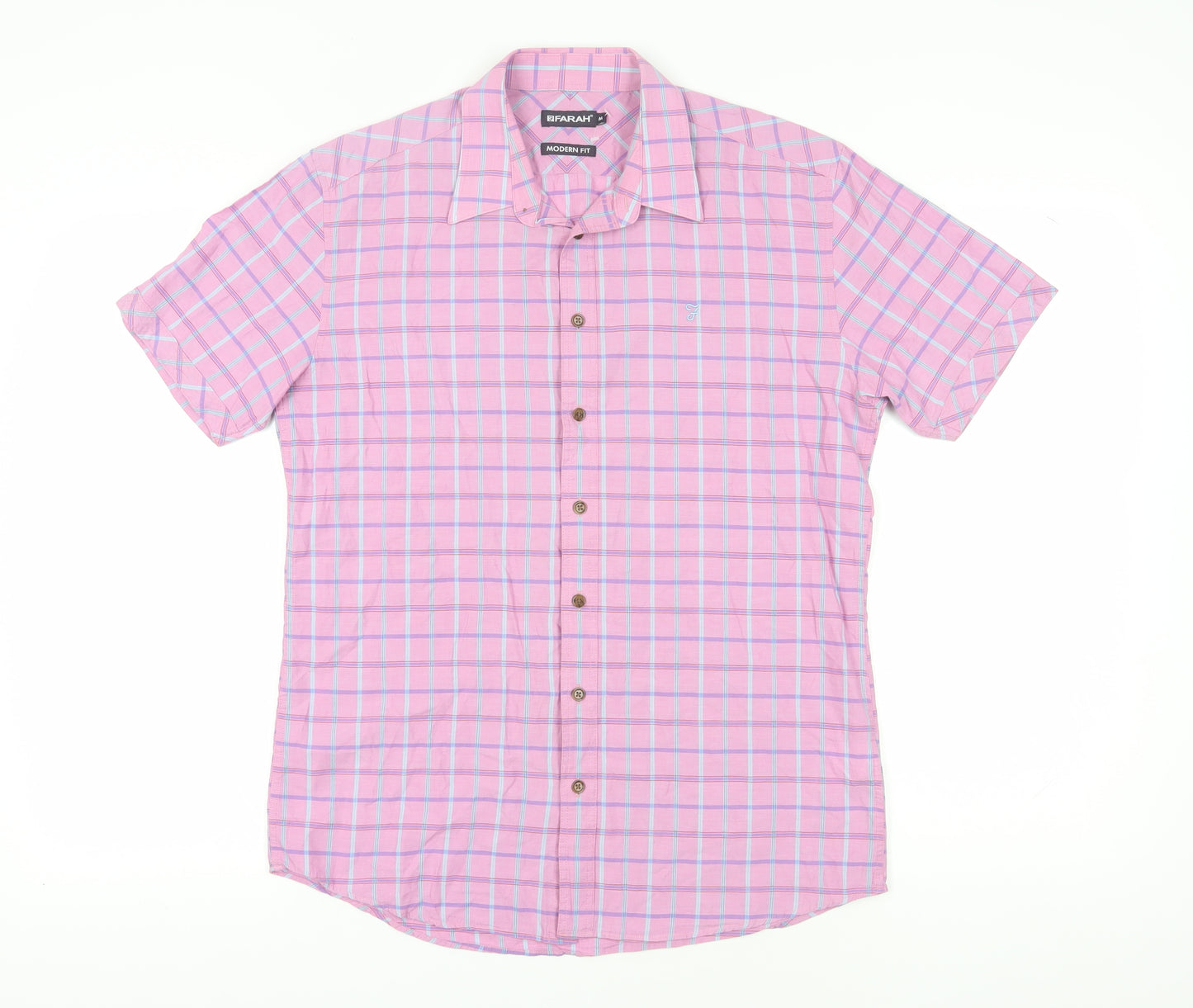 Farah Men's Pink Check Button-Up Shirt M