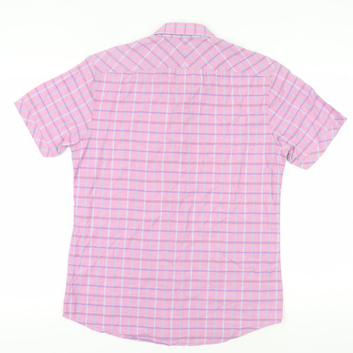 Farah Men's Pink Check Button-Up Shirt M