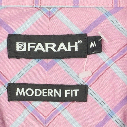 Farah Men's Pink Check Button-Up Shirt M