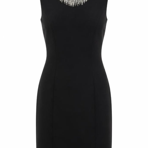 H&M Women Black Sheath Dress Size 8 Beaded Party