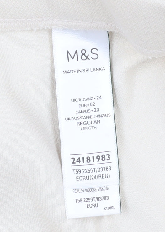 Marks and Spencer Women's Ivory Trousers Size 24