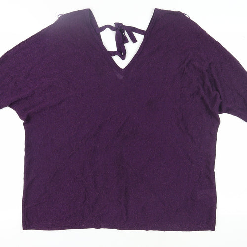 Next Women's Purple XL V-Neck Dolman Pullover Jumper