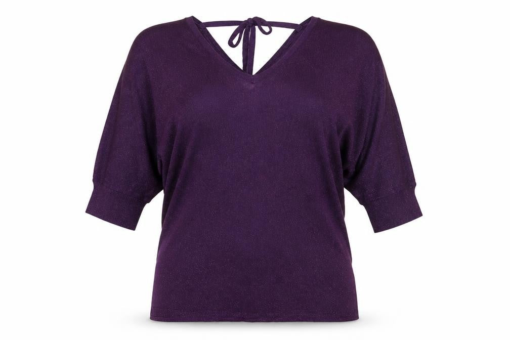Front view of Next Women's Purple XL V-Neck Dolman jumper