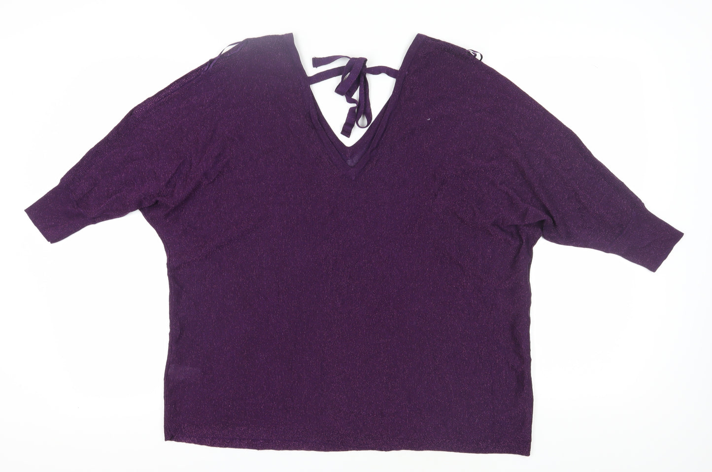 Next Women's Purple XL V-Neck Dolman Pullover Jumper
