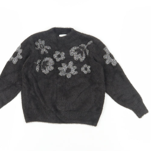 Next Girls Black Floral Pullover Jumper - Size 5 Years