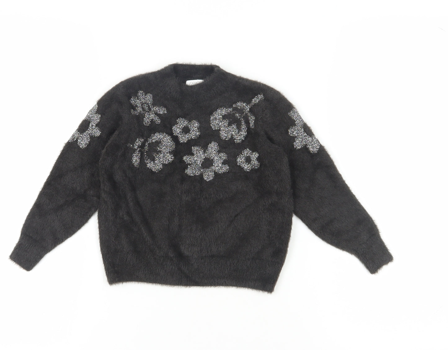 Next Girls Black Floral Pullover Jumper - Size 5 Years