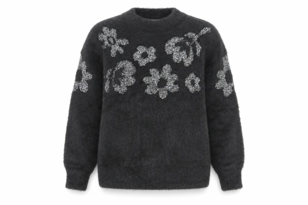 Front view of Next girls’ black floral jumper -, size 5, years