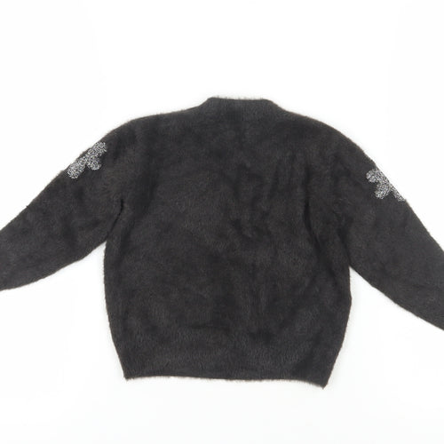Next Girls Black Floral Pullover Jumper - Size 5 Years