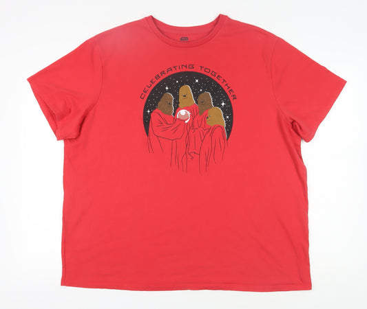 Front view of Star Wars Men's Red 2XL Movie Graphic T-Shirt