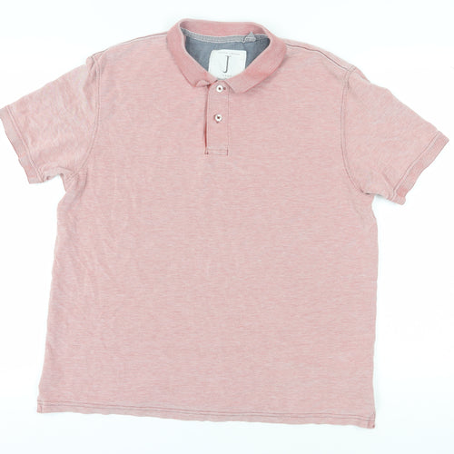 Jasper Conran Men's Pink Cotton Polo Shirt L Casual
