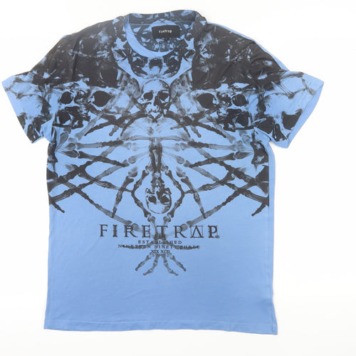 Firetrap Men's Blue Graphic Skull T-Shirt, Size L