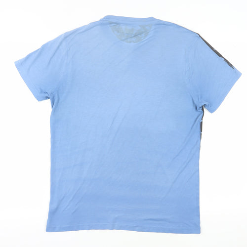 Firetrap Men's Blue Graphic Skull T-Shirt, Size L