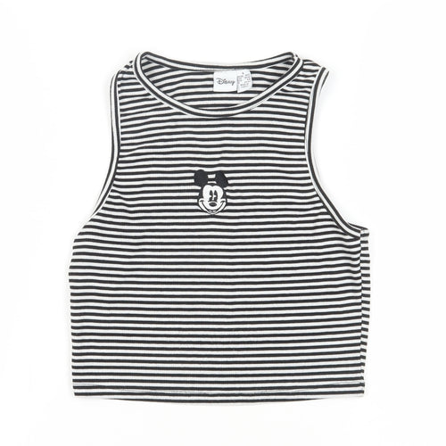 Disney Unisex Black Striped Cropped Tank, Size S