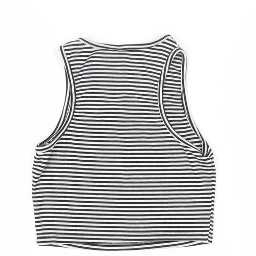 Disney Unisex Black Striped Cropped Tank, Size S