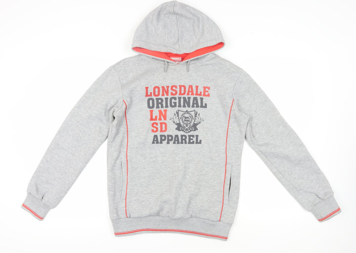 Lonsdale Grey Cotton Pullover Hoodie Size 12