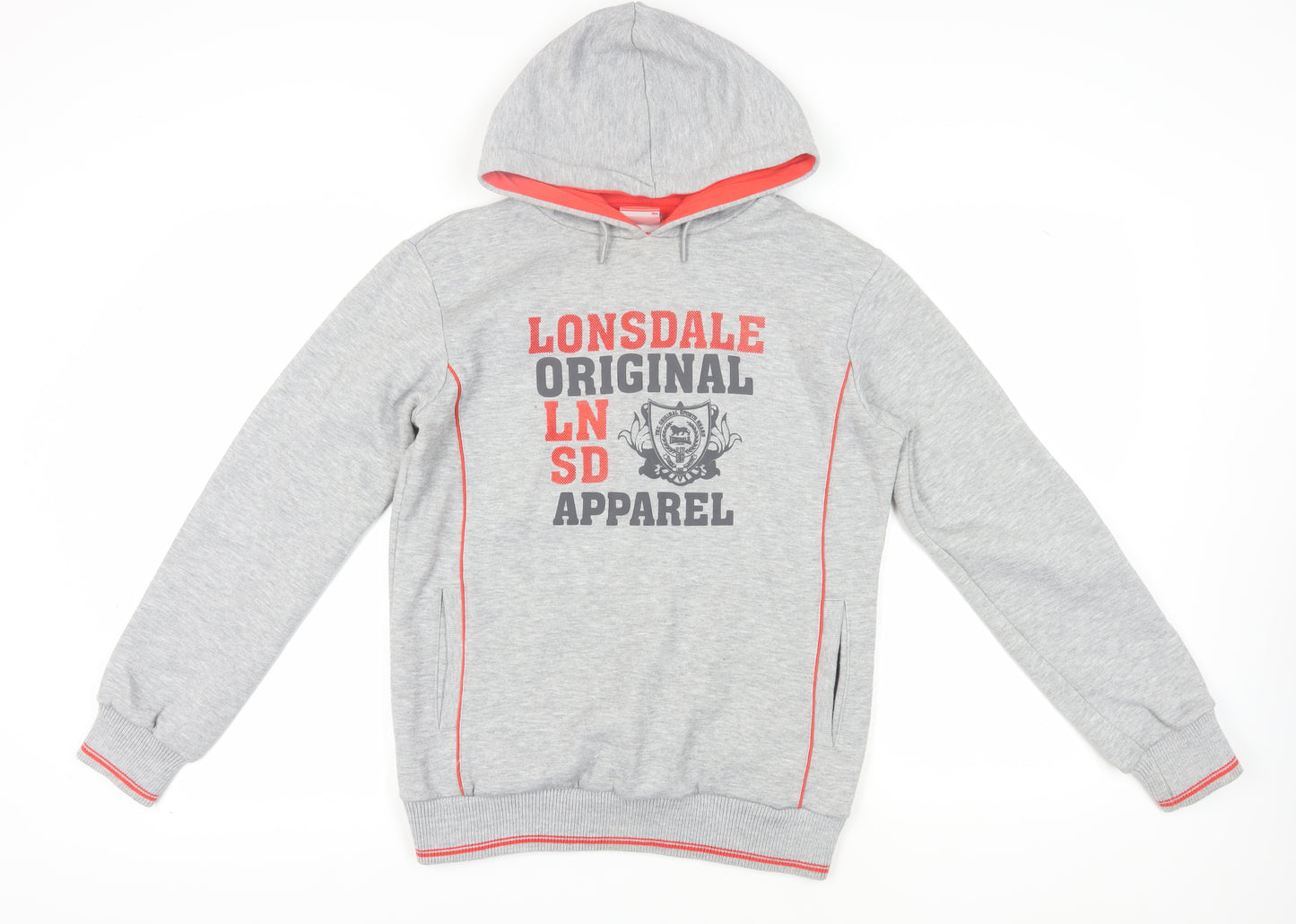 Lonsdale Grey Cotton Pullover Hoodie Size 12