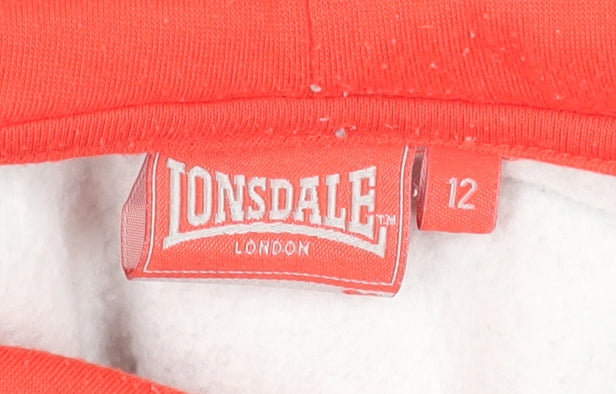 Lonsdale Grey Cotton Pullover Hoodie Size 12