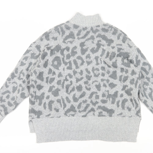 Oasis Women's Grey Sequin Animal Print Jumper - M