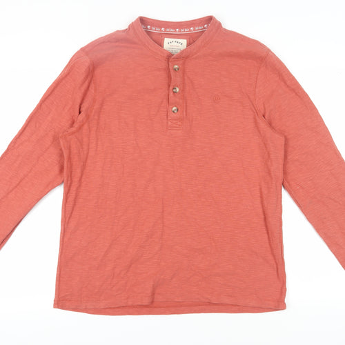 Fat Face Men's Red Long Sleeve Henley T-Shirt L