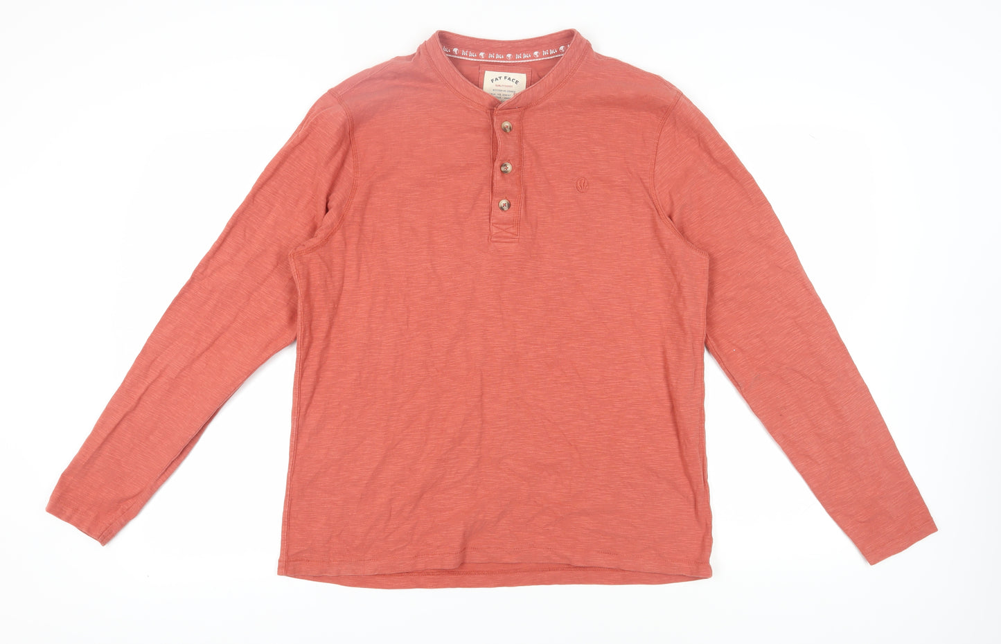 Fat Face Men's Red Long Sleeve Henley T-Shirt L