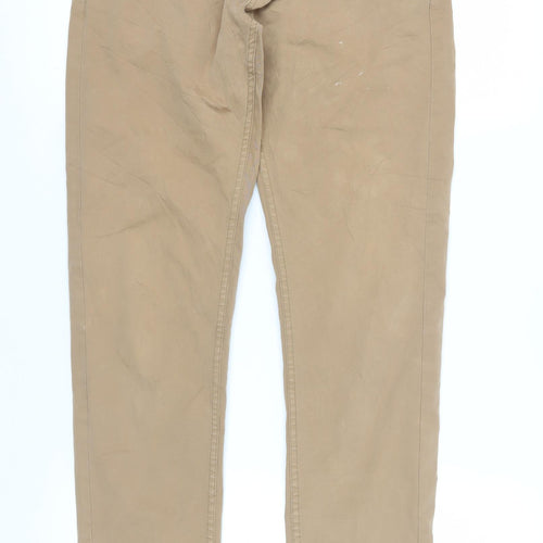 Zara Men Beige Chino Trousers Size M Straight Fit