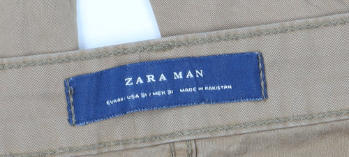 Zara Men Beige Chino Trousers Size M Straight Fit