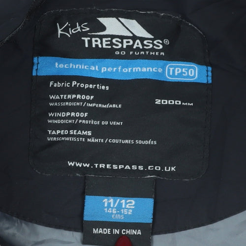 Trespass Boys Black Rain Coat 11-12 Years Waterproof Jacket