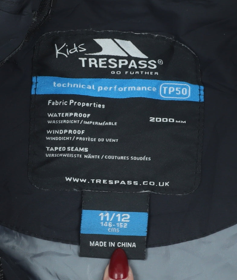 Trespass Boys Black Rain Coat 11-12 Years Waterproof Jacket