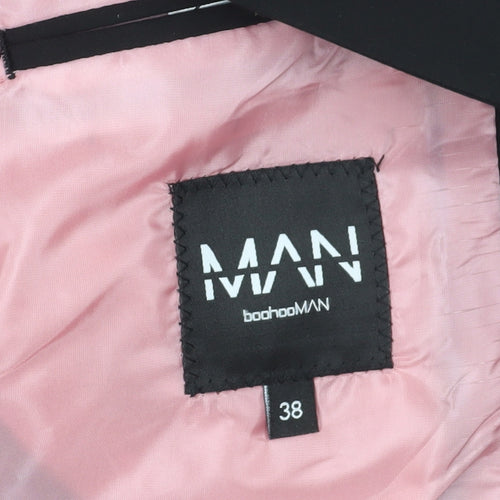 boohooMAN Men's Black Blazer, Size 38, Notch Lapel