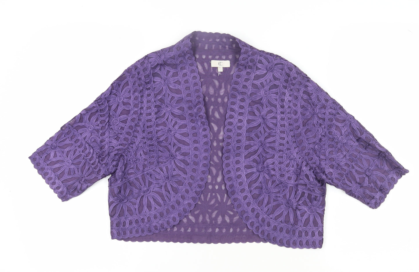 CC Women's Purple Kimono Crochet Jacket, Size 18