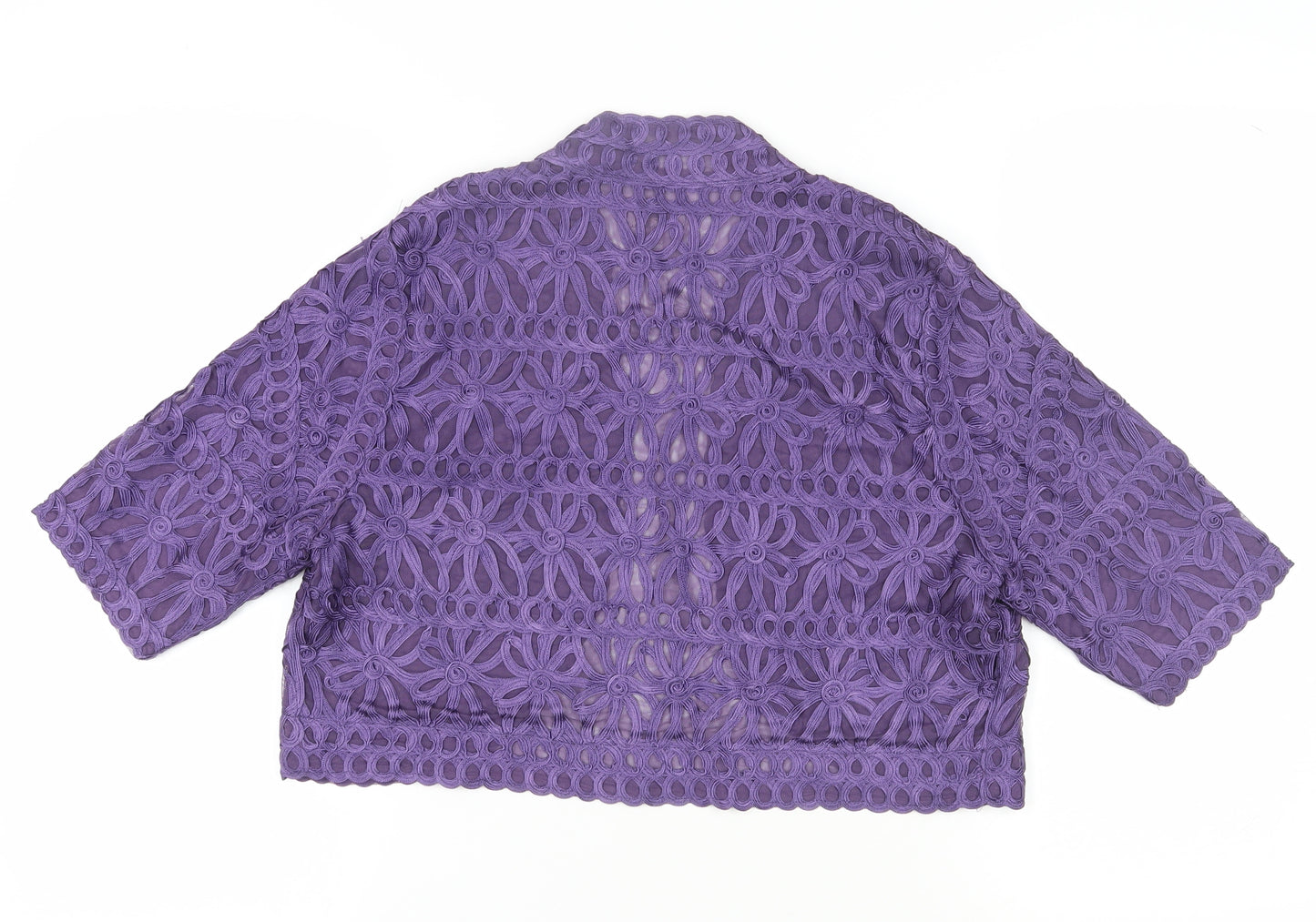 CC Women's Purple Kimono Crochet Jacket, Size 18