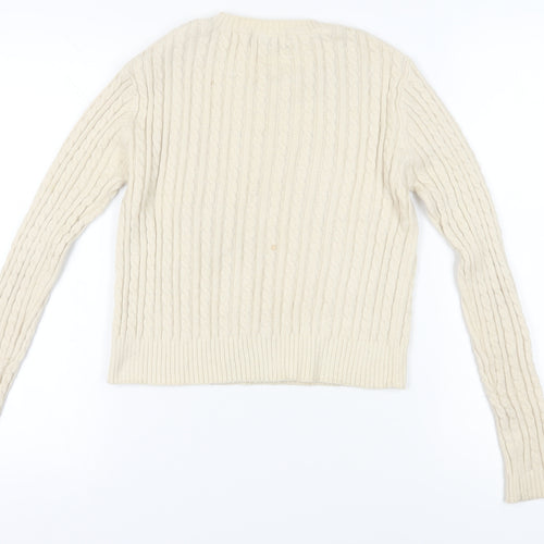 Pull & Bear Women's Ivory Cable-Knit Jumper XS